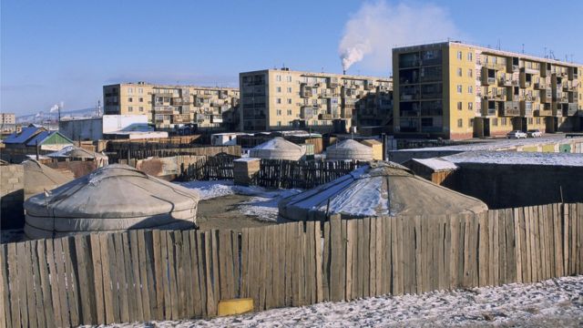 Many people still live in tents in Ulaanbaatar, the capital of Mongolia.