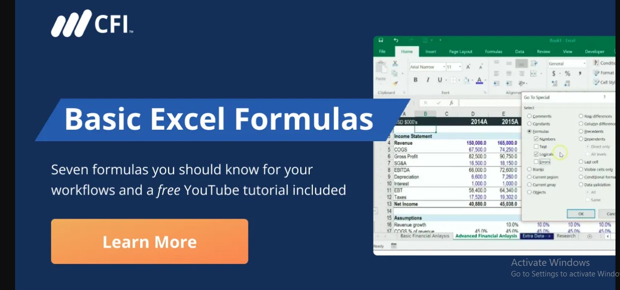 Microsoft Excel functions, formulas, requirements, and learning resources